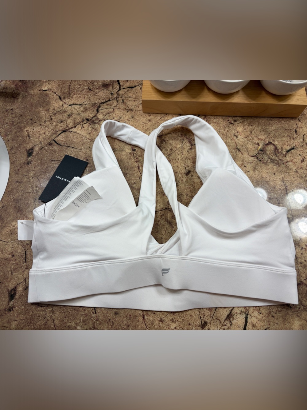 Fabletics White Padded Sports Bra with Crossback